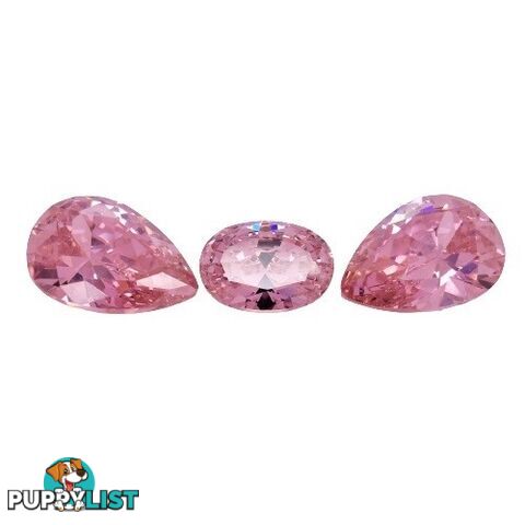 Lot of 3 Pink Synthetic Stones- 2 Pear Shape & 1 Oval.