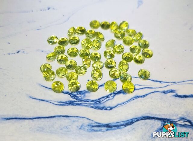 6.60tcw Pakistani Peridot - Round Brilliant Cut - 50 Stones