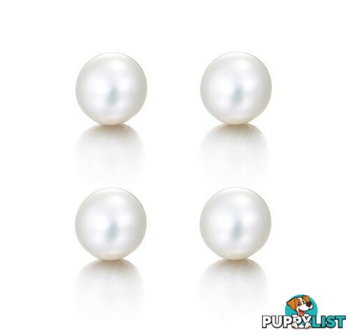 BULK 2 x 6mm White Freshwater Pearl Earrings with solid 925 Sterling Silver