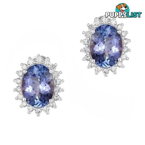 9ct White Gold, 2.53ct Tanzanite and Diamond Earring