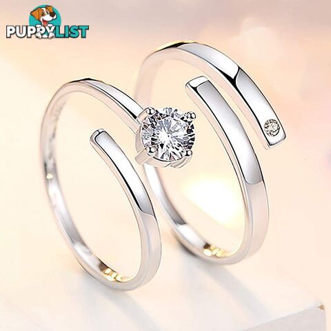 18k White Gold Plated 1.00ct Simulated Diamond Double Adjustable Ring