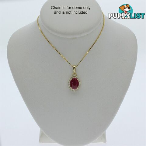 9ct Yellow Gold, 1.85ct Ruby and Diamond Pendant