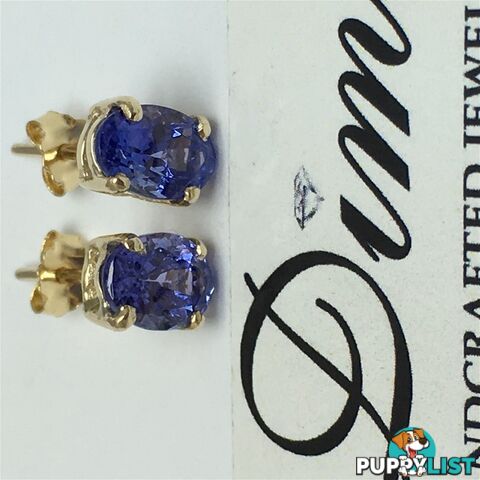 18ct Yellow Gold, 3.42ct Tanzanite Earring