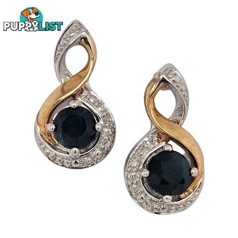 9ct Y/W/G Sapphire & Diamond earrings