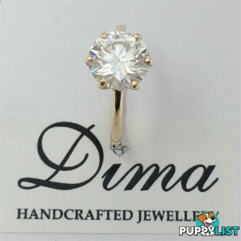 9ct Yellow Gold, 2.58 Moissanite Ring