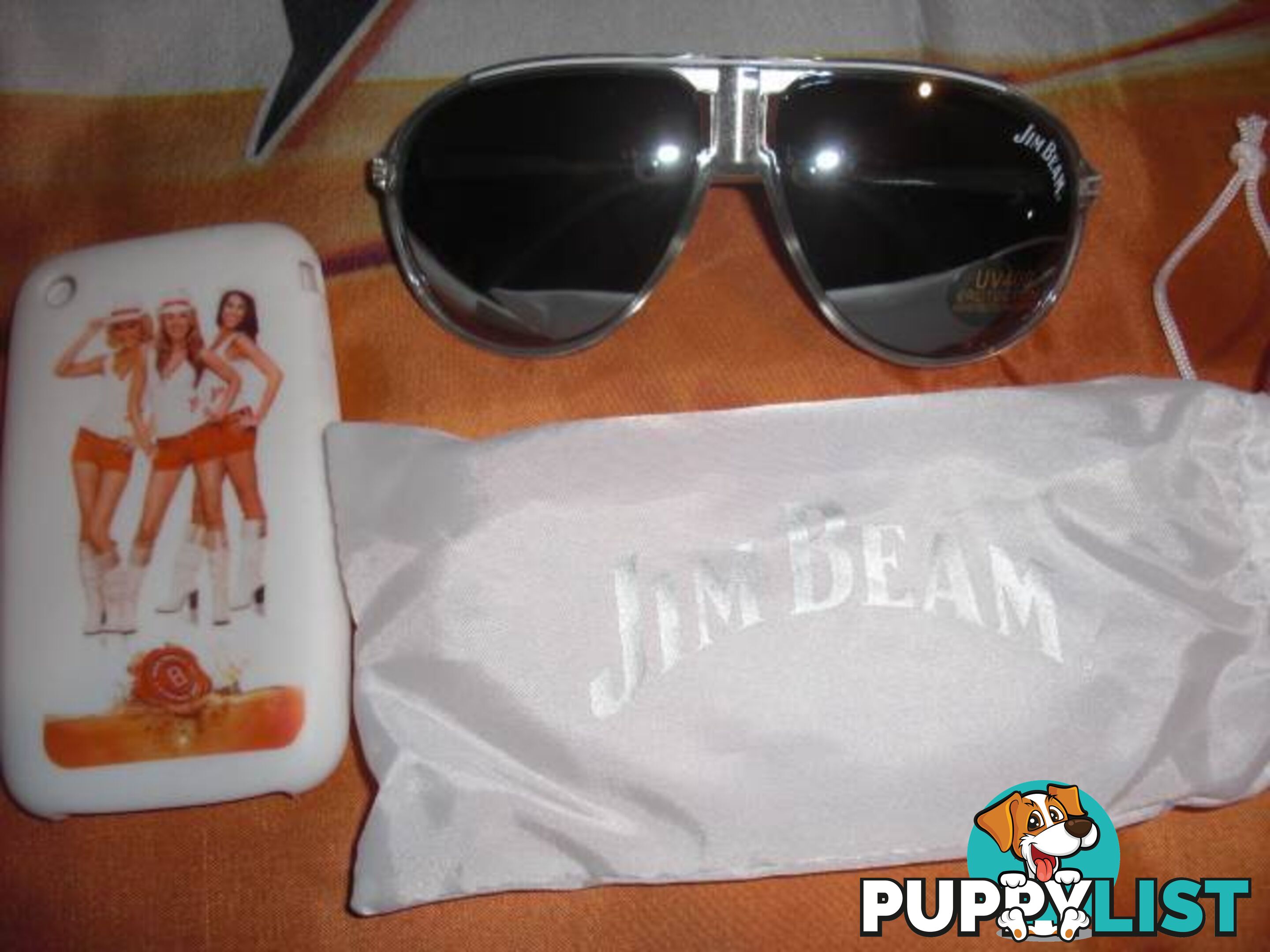 NEW JIM BEAM SUNGLASSES + FLAG + PHONE COVER 3 ITEM PACKAGE