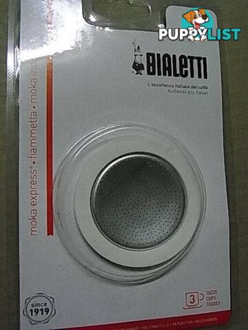 NEW Genuine Bialetti 3 Cup rubber ring and Filter Genuine Bialett