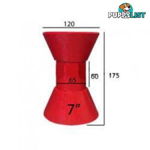 7 inch Jumbo Roller â Red Poly â 17mm Bore