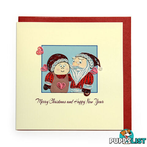 Christmas Quilling Handcrafted Card Mrs and Mr Santa Claus