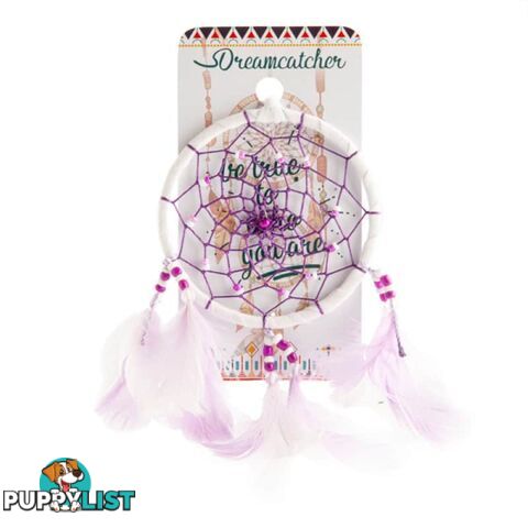 Handmade Beaded Dreamcatcher Purple/white