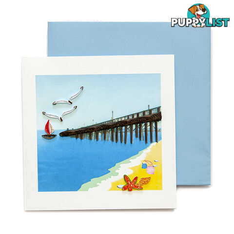 Quilling Handcrafted Card - Jetty 15 x 15 cm - Quilling Paradise