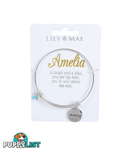 Personalised Bangle with Silver Charm â Amelia