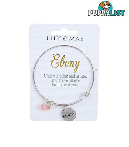 Personalised Bangle with Silver Charm â Ebony