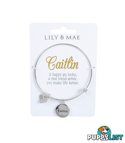 Personalised Bangle with Silver Charm â Caitlin