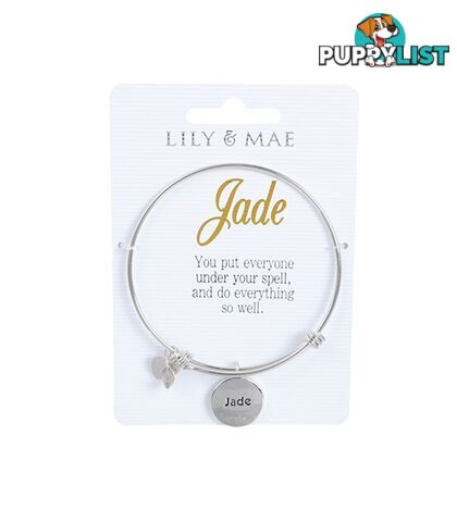 Personalised Bangle with Silver Charm â Jade