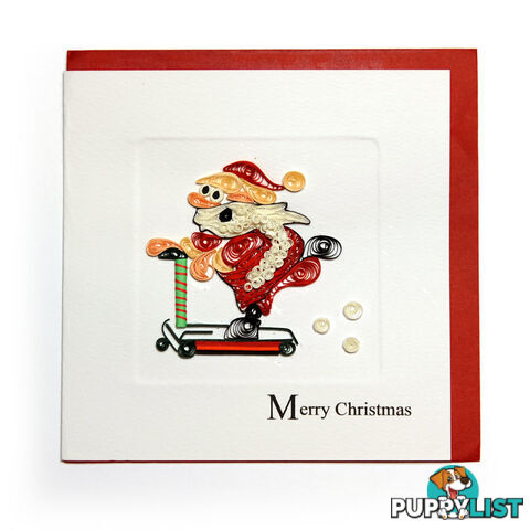 Christmas Quilling Handcrafted Card Santa Scooter