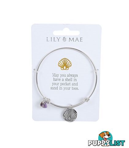 Personalised Bangle with Silver Charm â Shell Motif