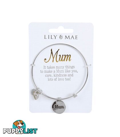 Personalised Bangle with Silver Charm â Mum