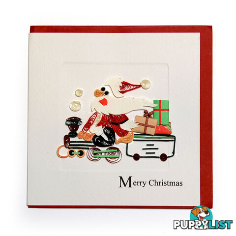 Christmas Quilling Handcrafted Card Santa with Christmas Gifts