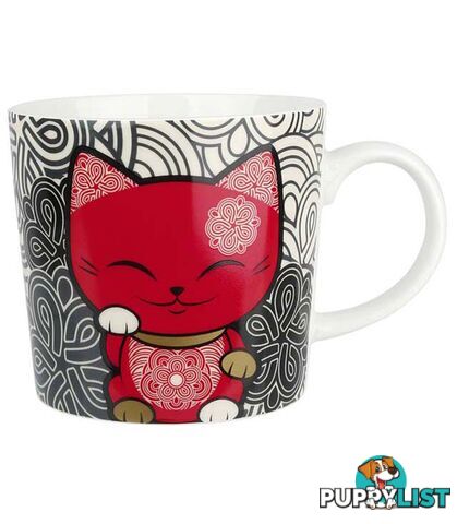 Mani The Lucky Cat Mug â Red and Black (Cat 026)