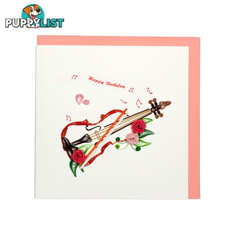 Quilling Handcrafted Card - Violin - Birthday Card - Quilling Paradise