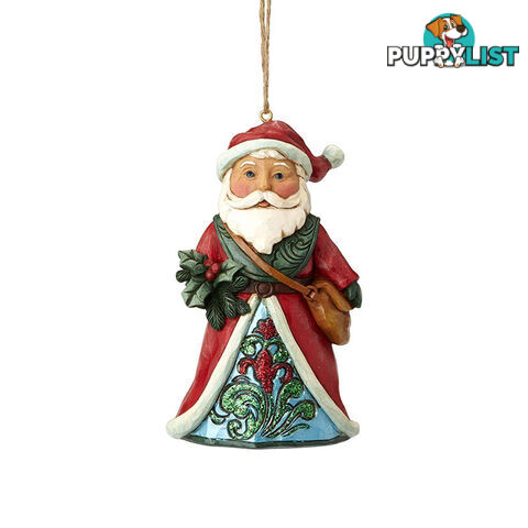 Heartwood Creek Wonderland - Santa Holding Holly Hanging Ornament - 045544964777