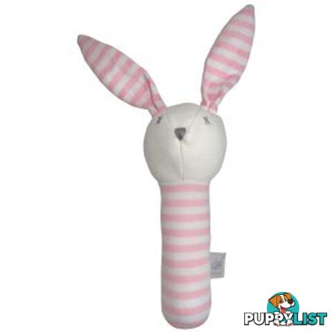 ES Kids - Pink Stripe Bunny Stick Rattle