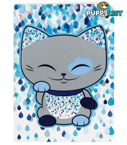 Mani The Lucky Cat â Small Notebook â Sliver and Blue (Cat025)