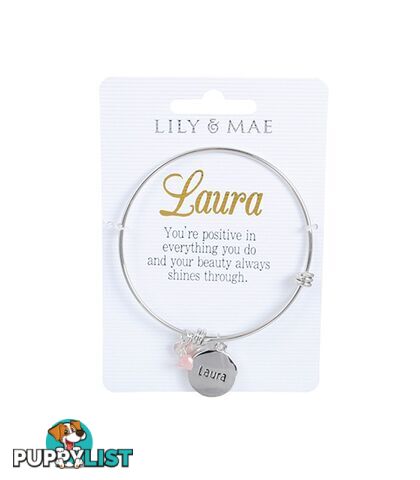 Personalised Bangle with Silver Charm â Laura