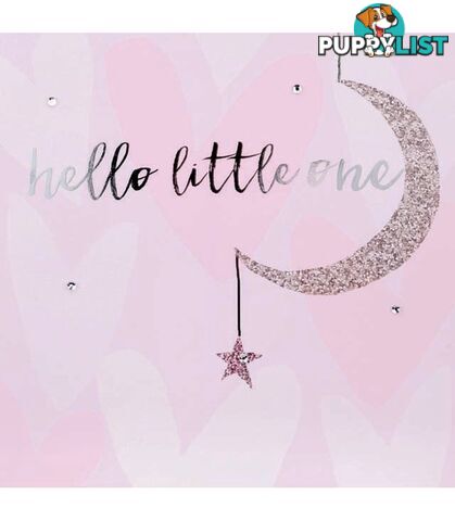 Blush Greeting Card with Gems â Hello Little One Baby Girl Card