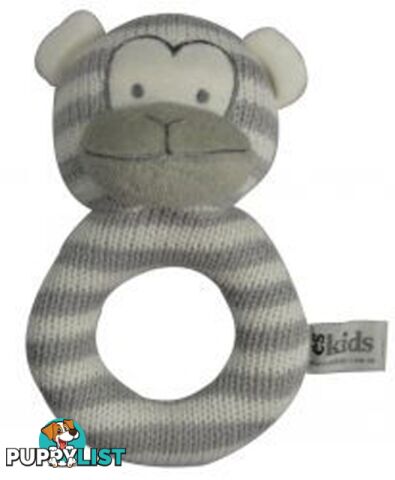 ES Kids - Grey Knitted Monkey Ring Rattle