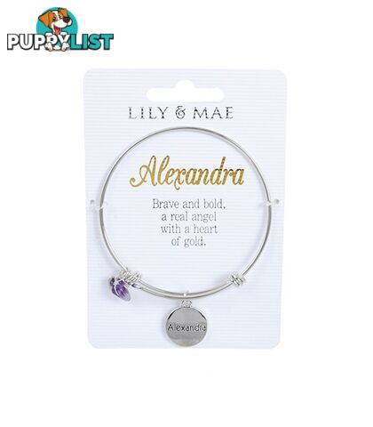 Personalised Bangle with Silver Charm â Alexandra