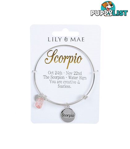 Personalised Bangle with Silver Charm â Scorpio