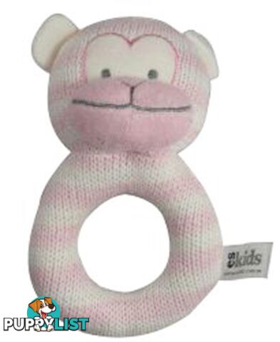 ES Kids - Pink Knitted Monkey Ring Rattle