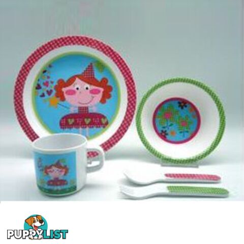 ES Kids - 5-Piece Pink Girls Baby Dinner Set