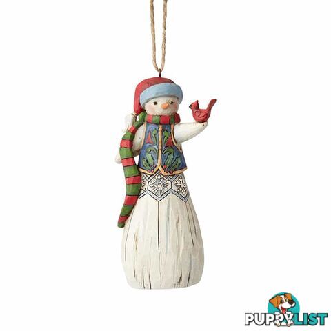 Jim Shore Heartwood Creek Folklore Snowman With Cardinal Hanging Ornament - Heartwood Creek - 045544969932