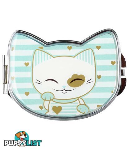 Mani The Lucky Cat Compact Mirror â Light Blue (Cat 028)