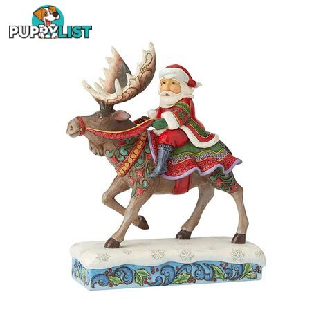 Heartwood Creek - Santa Riding Moose Figurine - Enesco - 028399124596