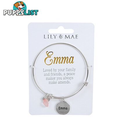 Personalised Bangle with Silver Charm â Emma