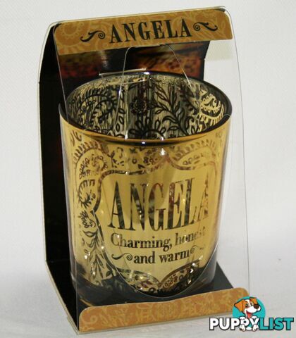 Metallics Personalised Candle Pot with Name Meaning â Angela