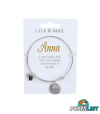 Personalised Bangle with Silver Charm â Anna