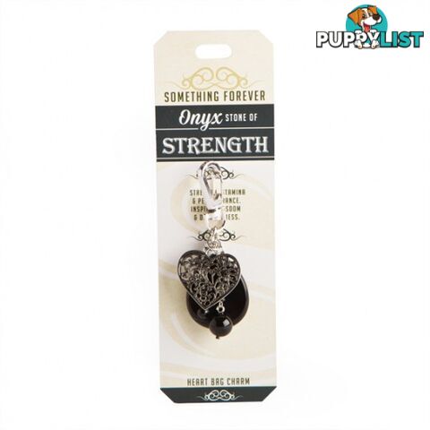 Something Forever â Onyx Heart Bag Charm â Stone of Strength