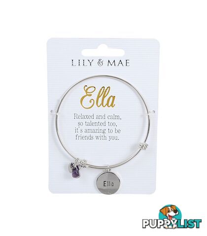 Personalised Bangle with Silver Charm â Ella