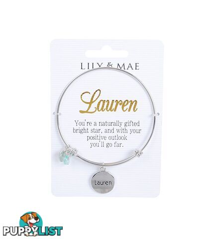 Personalised Bangle with Silver Charm â Lauren