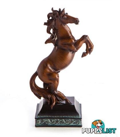 Traditional Wood Look Rearing Horse Figurine