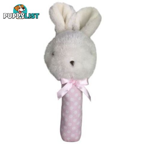 ES Kids - Fluffy Bunny Stick Rattle - Pink