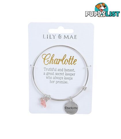 Personalised Bangle with Silver Charm â Charlotte