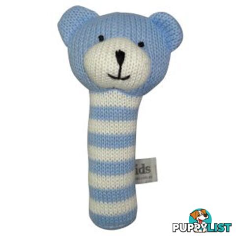 ES Kids - Blue Knitted Bear Stick Rattle