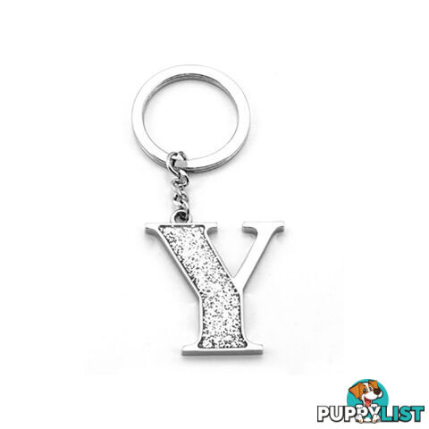 Whitehill Silver Glitter Initial Keyring Y