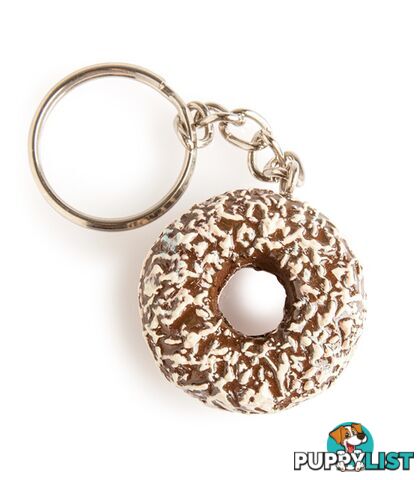 Chocolate with Coconut Doughnut Hand-painted Keychain